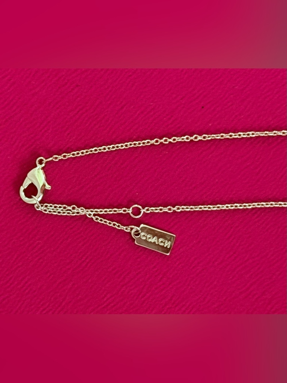 Coach 18” Silver Necklace with 3 Turquoise Blue Enamel Barrel/Ring  Charms - Picture 6 of 7